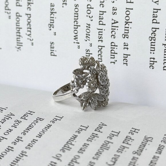 Vintage Sterling Silver Floral Bouquet Ring Size 6 - Picture 3 of 5